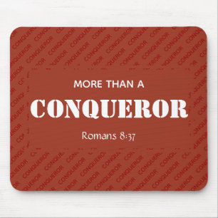 MORE THAN A CONQUEROR Motivational Christian RED Mouse Pad