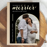 More the Merrier Black Gold Christmas Pregnancy Foil Holiday Card<br><div class="desc">Step into the magic of the season with our "The More, The Merrier" Christmas Pregnancy Announcement Card—a blend of elegance and joy that perfectly captures the essence of your growing family. This exquisite black invitation, adorned with real gold foil details, creates a timeless and luxurious keepsake for this special announcement....</div>