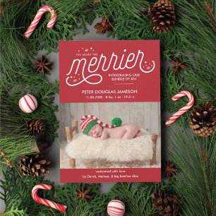 More the Merrier Christmas Birth Announcement