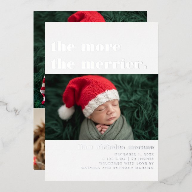 More The Merrier | Christmas Birth Announcement (Front/Back)