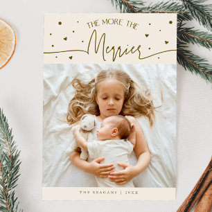 More The Merrier Christmas Cream Photo Birth  Announcement