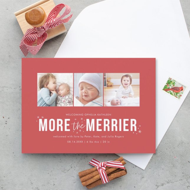 More the Merrier Holiday Birth Announcements (Creator Uploaded)
