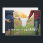 More the Merrier Holiday Pregnancy Announcement<br><div class="desc">This festive 5x7 holiday card is the perfect way to announce to friends and family that you are expecting in the new year! The back color is customizable to match your family photo. You can move the text around in this version.</div>
