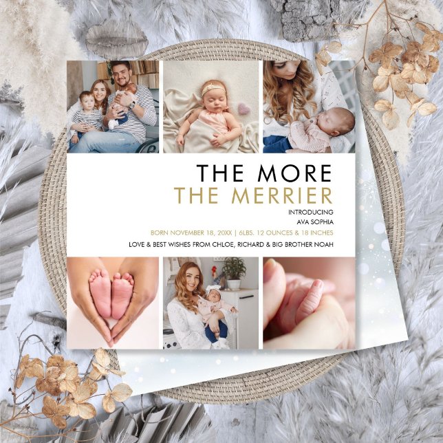 More The Merrier Photo Christmas Birth  Holiday Card (More The Merrier Photo Christmas Birth Holiday Card)