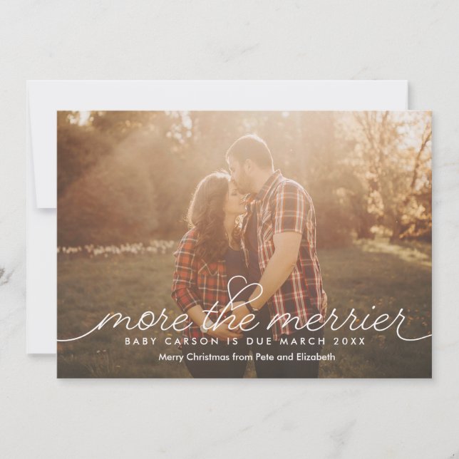More the Merrier Pregnancy Christmas Card (Front)