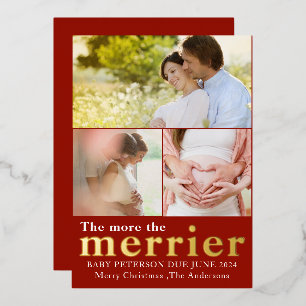 More the Merrier Red Gold Christmas Pregnancy