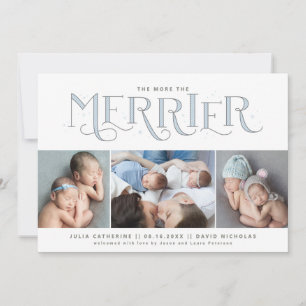 More the Merrier Twin Holiday Birth Announcement