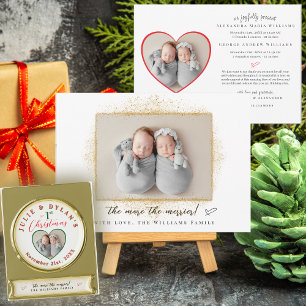 More The Merrier Twins Holiday Birth Announcement