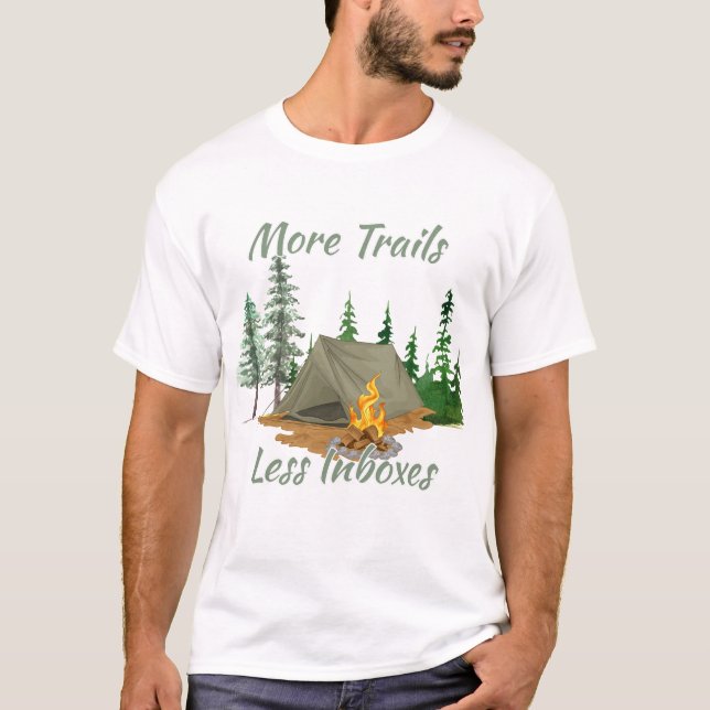 More Trails Less Inboxes T-Shirt (Front)