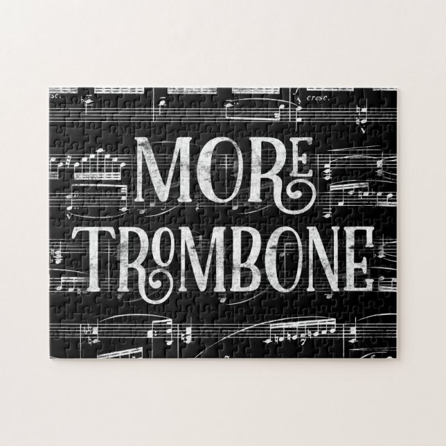 More Trombone Chalkboard - Black White Music Jigsaw Puzzle (Horizontal)