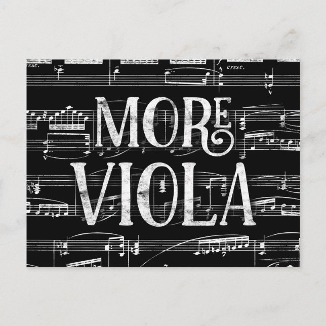 More Viola Chalkboard - Black White Music Postcard (Front)