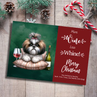 More Wine Less Whine Funny Dog Merry Christmas