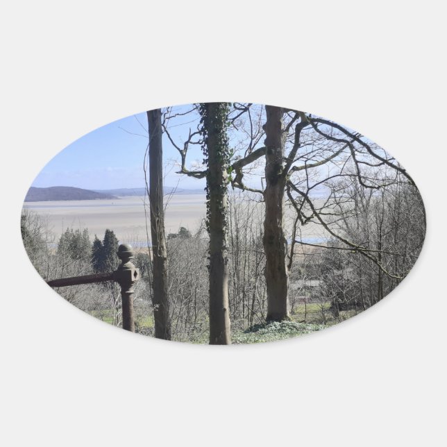 Morecambe Bay View Oval Sticker (Front)
