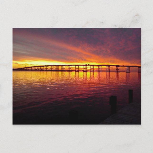Morehead City Bridge at Sunset Postcard (Front)