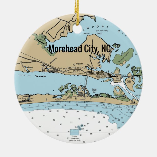 Morehead City NC Chart Ceramic Ornament (Back)