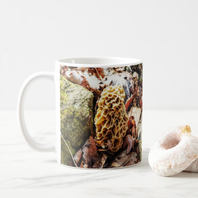 Morel Mushroom in the Wild Coffee Mug (With Donut)