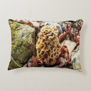 Morel Mushroom in the Wild Decorative Cushion