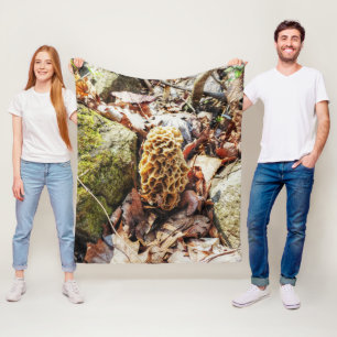 Morel Mushroom in the Wild Fleece Blanket