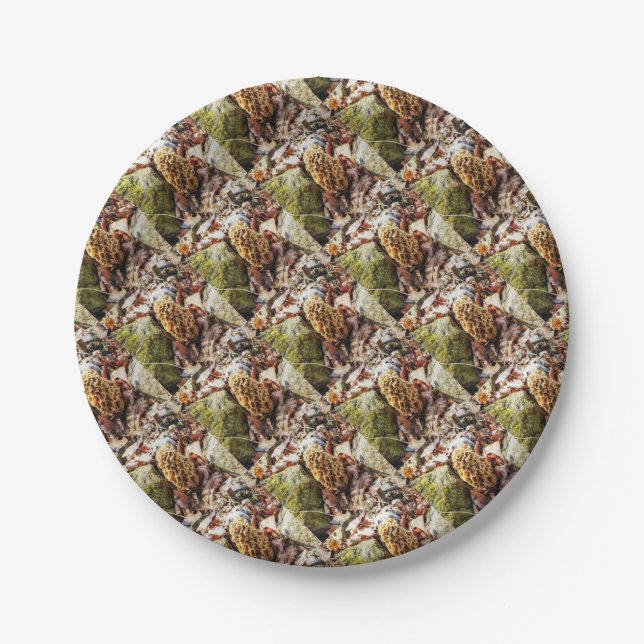 Morel Mushroom in the Wild Paper Plate (Front)