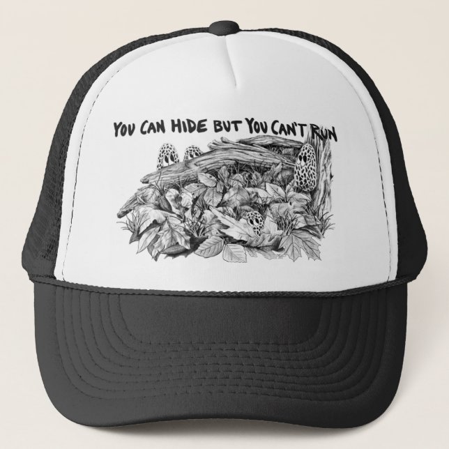 Morel Mushrooms B&W Trucker Hat (Front)