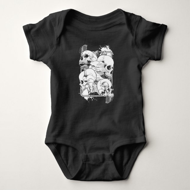 Morel Mushrooms Nature Witchy Skull Baby Bodysuit (Front)
