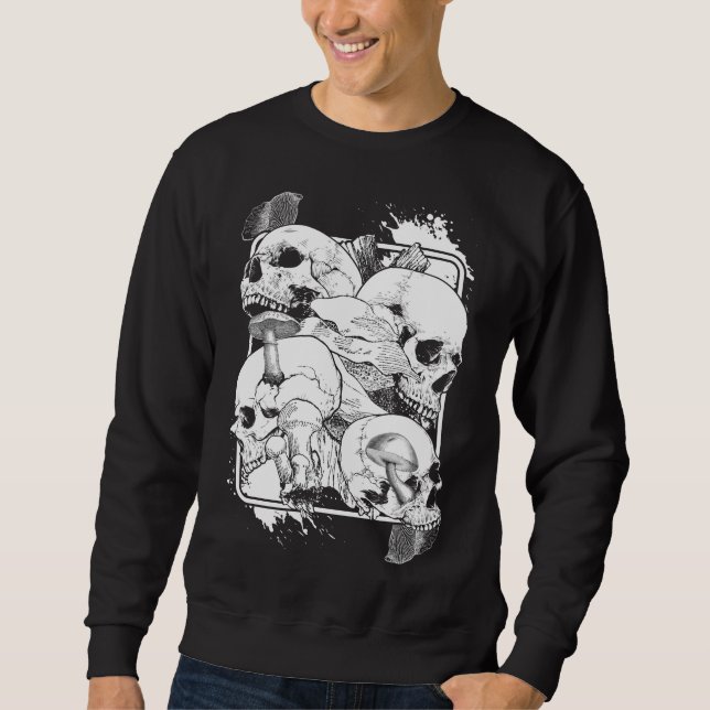 Morel Mushrooms Nature Witchy Skull Sweatshirt (Front)