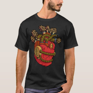 Morel Steampunk Heart Mushroom Cool Mycologist Hun T-Shirt