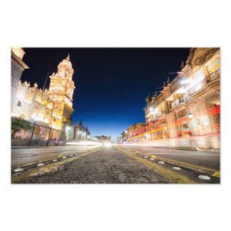 Morelia Michoacan State at Night Photo Print