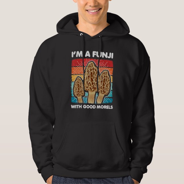 Morels Foraging Mycologist for Mushroom Hunters Hoodie (Front)
