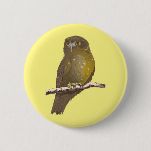 Morepork RURU NZ bird 6 Cm Round Badge