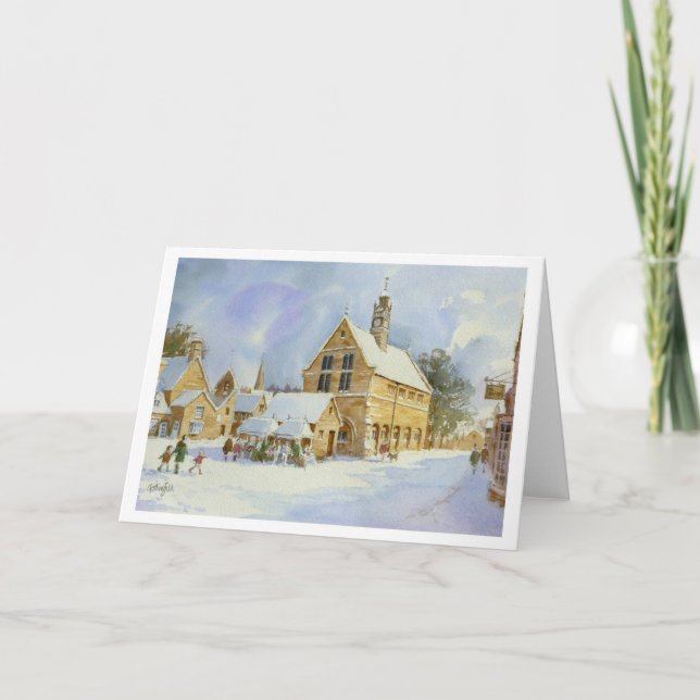 Moreton in Marsh in snow Card (Front)