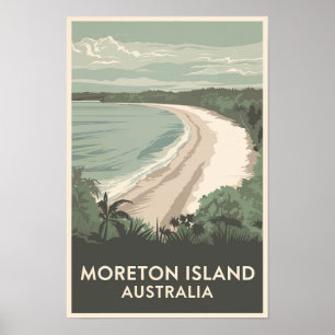 Moreton Island Australia Illustration Travel Art Poster