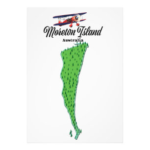 Moreton Island Australia map poster