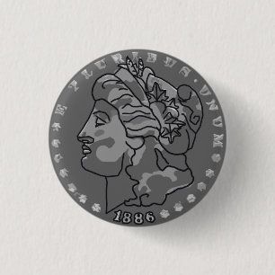 Morgan dollar queen coin art 3 cm round badge