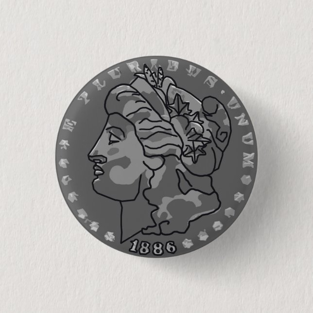 Morgan dollar queen coin art 3 cm round badge (Front)