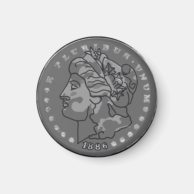 Morgan dollar queen coin art magnet (Front)