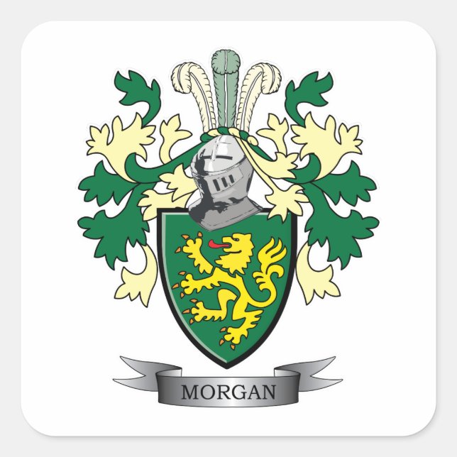 Morgan Family Crest Coat of Arms Square Sticker (Front)