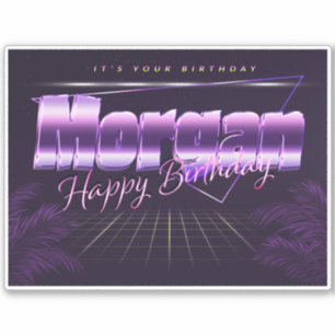 Morgan Name First name lila retro Sticker Birthday