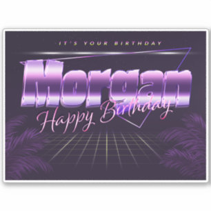 Morgan Name Vorname lila retro Sticker Geburtstag