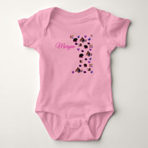 Morgan, Name, With Guinea Pigs And Pansies, Baby Bodysuit