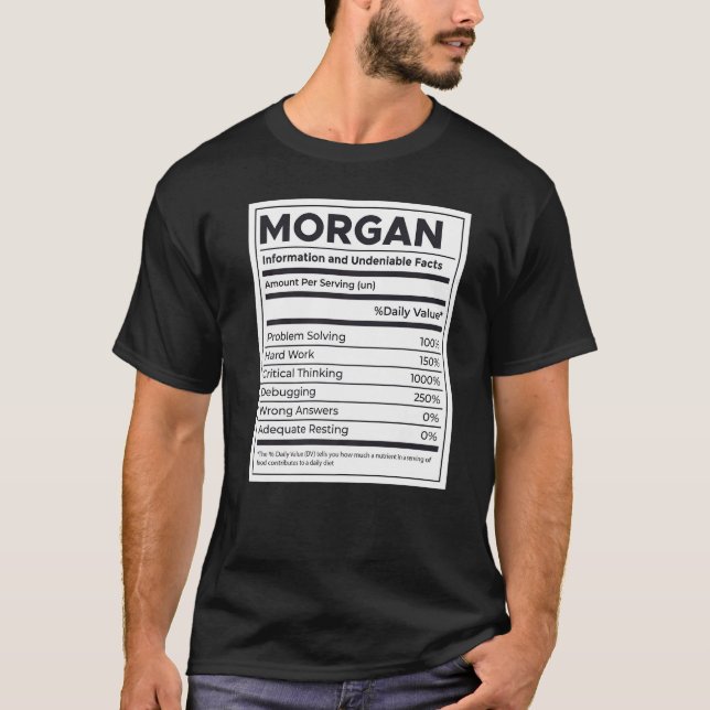 Morgan Nutrition Information Problem Solving Hard  T-Shirt (Front)