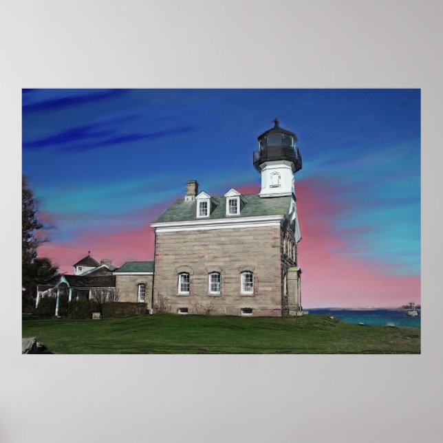 Morgan Point Lighthouse Painting Print (Front)