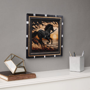 Morgan Shore Sprint: Textured Burned Style Square Wall Clock