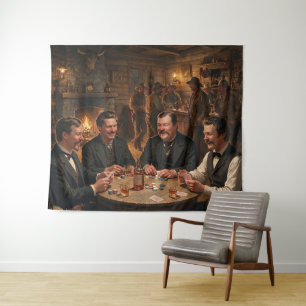 Morgan Wyatt Virgil Earp Doc Holiday Playing Poker Tapestry