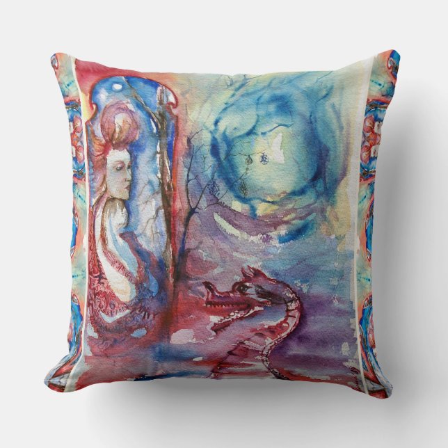 MORGANA / Magic and Mystery ,Pink Blue Fantasy Cushion (Front)