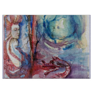 MORGANA / Magic and Mystery ,Pink Blue Fantasy Cutting Board