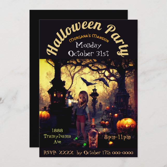 Morgana's Mansion Halloween Custom Invite (Front/Back)