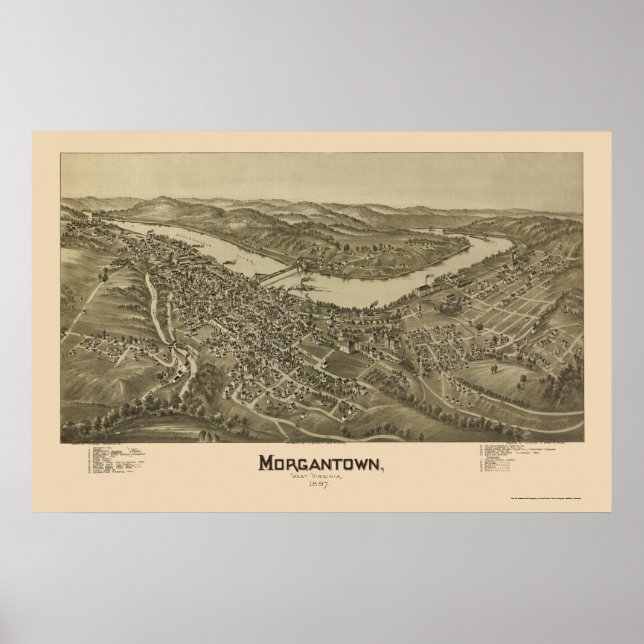 Morgantown, WV Panoramic Map - 1897 Poster (Front)