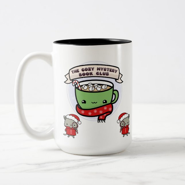 MoriarTEA & Purrlock at Christmas Two-Tone Coffee Mug (Left)