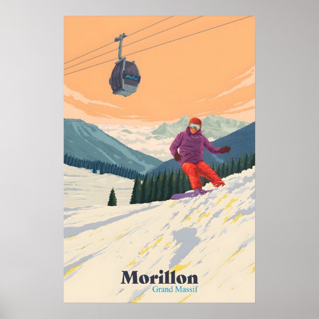 Morillon Snowboarding Travel Poster (Front)